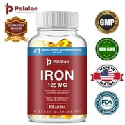 Pslalae Iron  (Ferrous Sulfate) 125mg - Hemoglobin Production, Anemia Relief, Energy & Immune Support 120 Capsules
