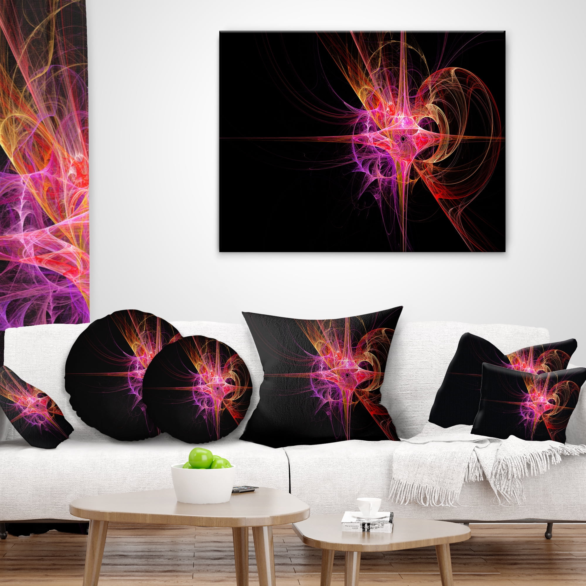 Designart Purple Bright Star - Abstract Throw Pillow - 16x16