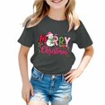 thumbnail image 6 of WUANDIXFA Toddler Boys Girls Christmas Shirt Cotton Soft Short Sleeve Tops Cute Fashion Crewneck Kids Graphic T-Shirts,Grey,13-14 Years, 6 of 6
