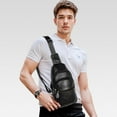 thumbnail image 5 of Kwuty Genuine Leather Sling Crossbody Bag,Fashion Chest,Casual Shoulder Bag for Men Women Work Travel Cycling（Black）, 5 of 6