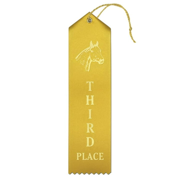 RibbonsNow Horse Show 3rd Place Ribbons – 50 Yellow Ribbons with Card & String