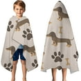 thumbnail image 3 of Dachshund and Paws Hooded Bath Towel，50"x30" for Ages 3 To 12 Kids, Quick Dry Lightweight Soft Microfiber Hood Beach Towel Cover Up for Kids, 3 of 7