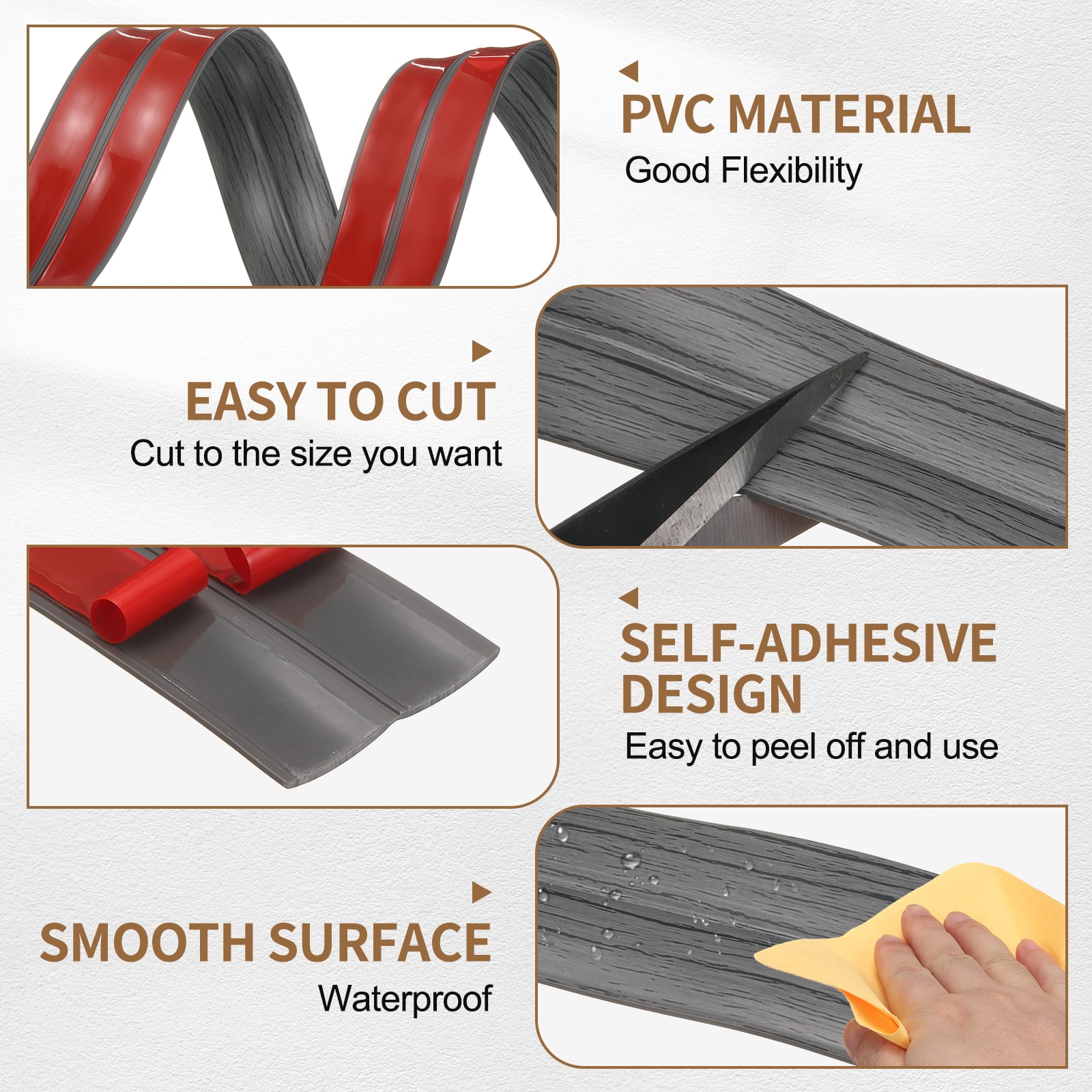 Uxcell Protector 2.4"x19.7 ft Self Adhesive Guard Dark Gray for Wall Table Floor