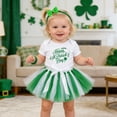 thumbnail image 2 of Nafuu Toddler Girls Outfits Set Crew Neck St. Patrick'S Day Outfit Print Letter Short Sleeve Romper Skirt Hair Toddler Baby Dress Lovely Vacation Gifts Sets For Her,Green,0-3 Months, 2 of 8
