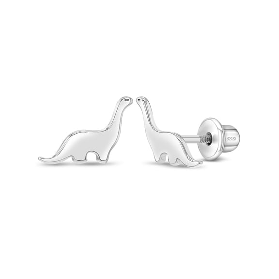 Gentle Giant Dinosaur Children's / Girls Earrings Screw Back - Sterling Silver