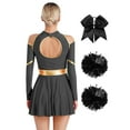 thumbnail image 2 of TiaoBug Women's School Musical Party Halloween Cheer Leader Costume Fancy Dress Uniform Outfit Black L, 2 of 7