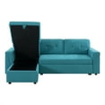 thumbnail image 6 of Laura Reversible Sleeper Sectional Sofa Storage Chaise, Dark Gray,Air Leather-Color:Teal,Fabric:Velvet, 6 of 11