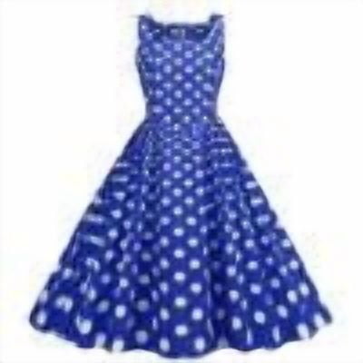 MOJOGO A Line Dresses for Women Summer Square Neck Polka Dot Maxi Dress Vintage Sleeveless Dress for Theme Party Blue L