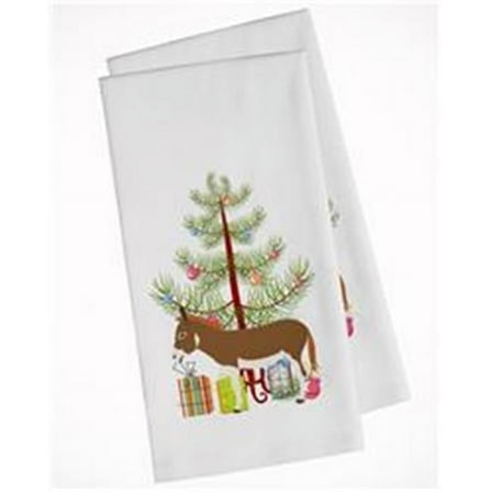 Miniature Mediterranian Donkey Christmas White Kitchen Towel - Set of 2