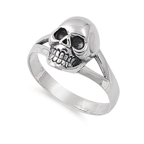 925 Sterling Silver Solitaire Skull Ring Size 10