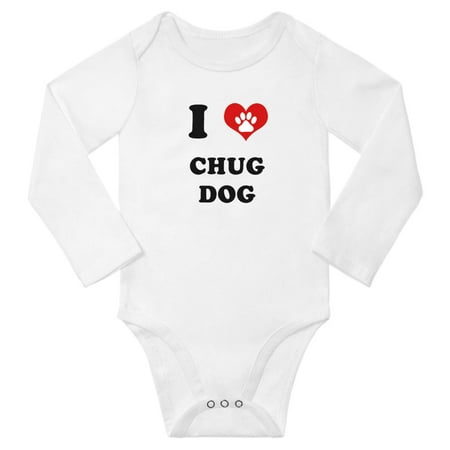 

I Heart Chug Dog Baby Long Rompers Baby Long Clothes (White 3-6 Months)