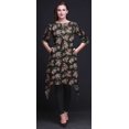 thumbnail image 5 of Bimba Black Artistic Leaf & Floral Printed Tops For Women Asymmetric Kurti Summer Dress For Girls XXX-Large, 5 of 6