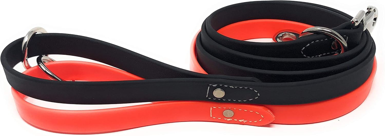 Regal Dog Products Waterproof Leash – 5 ft. Orange Dog Leash with Easy to Use Collar Hook, Lightweight, and Proof Training Pet Lead with vinyl-coated webbing for Small, Medium, Large, or XL Dogs