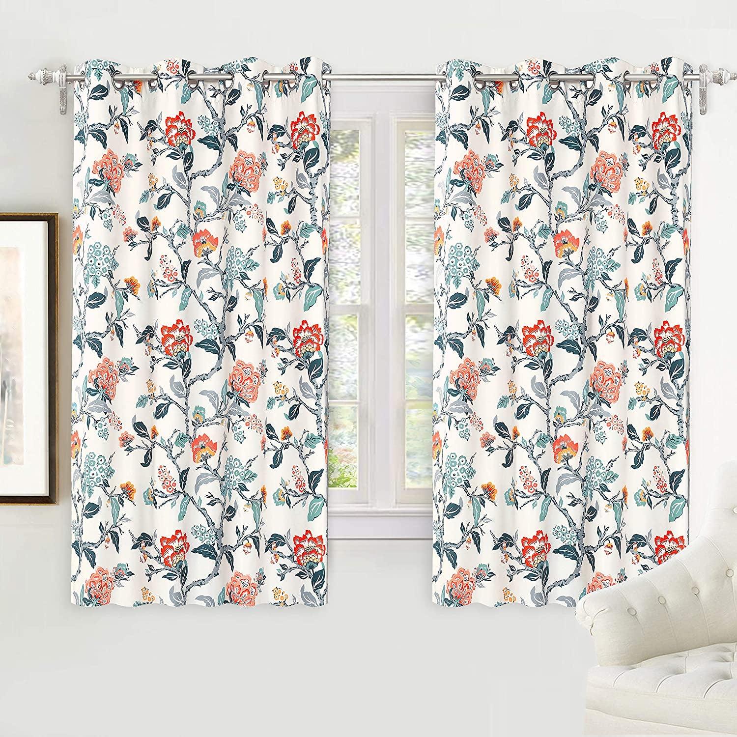 1PC PANEL SOPHISTICATED FLORAL PRINTED WINDOW CUTAIN INSULATED LINED BLACKOUT 