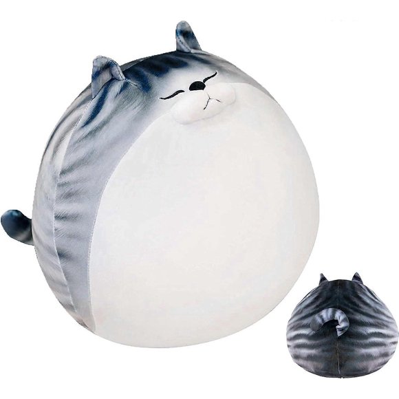 Cute chubby cat plush pillow, stuffed animal striped tabby cat plush toy