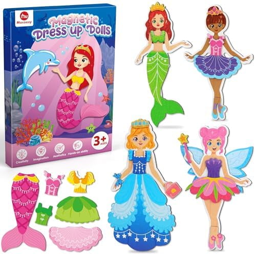 Muñecas magnéticas para vestir, mocoosy, princesa, sirena y hada