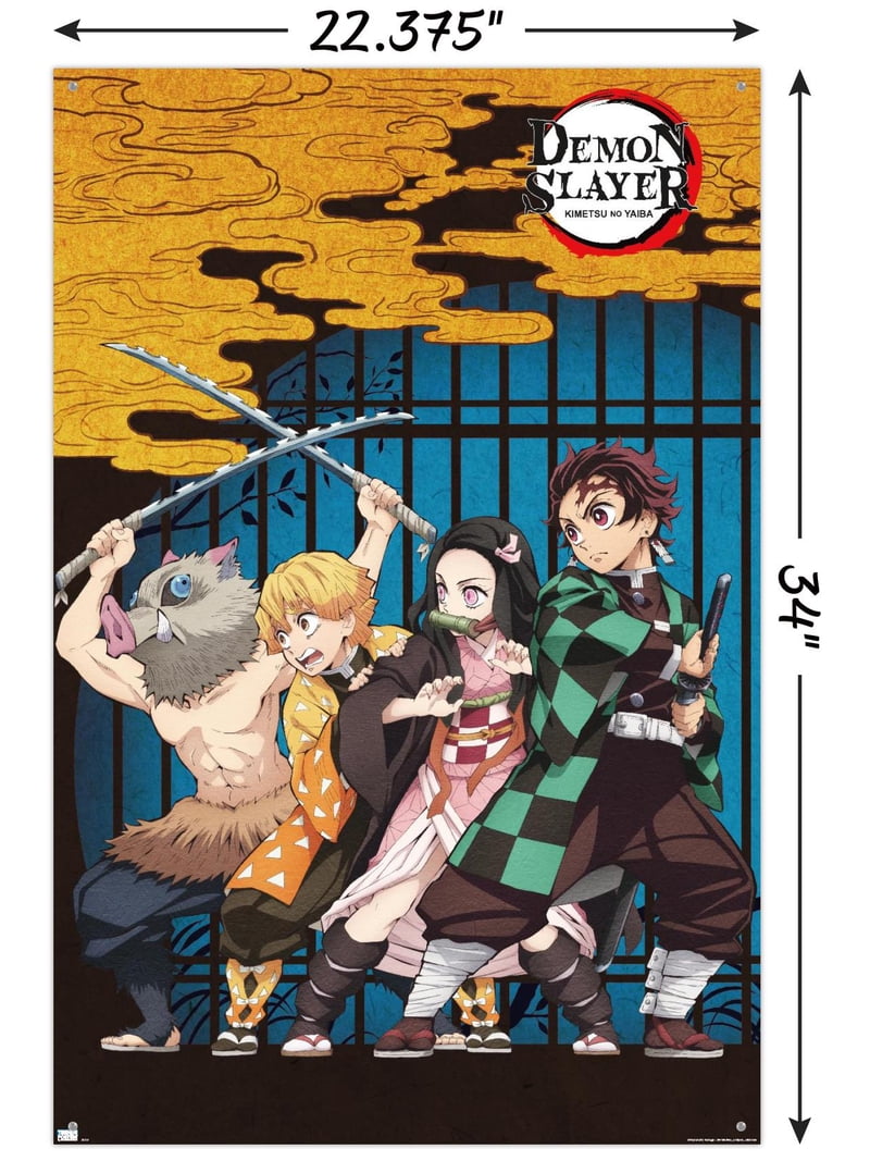 Demon Slayer - Group Art Wall Poster with Push Pins, 22.375