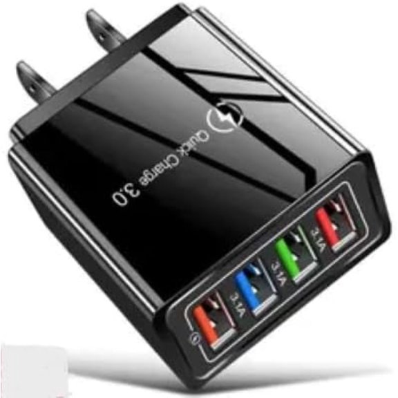 RDRKR 4 USB Multi Port Quick Charge Plug In Wall Charger Compatible with Android/IOS Phones Tablets(Black)