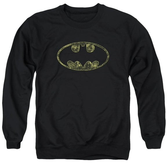 Batman Tattered Logo Adult Crewneck Sweatshirt Black