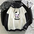 thumbnail image 2 of IROINNID Women's Long Sleeve Sweatshirt Round Neck Mid-Length Print Leisure Short Tops Pullover Sweatshirts, Black, 2 of 4