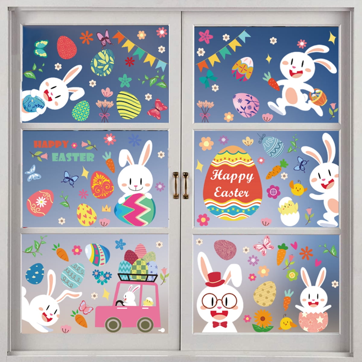 Easter  Bunny Hip Hop Hooray  Window Gel Sticker Cling Decorations chick 