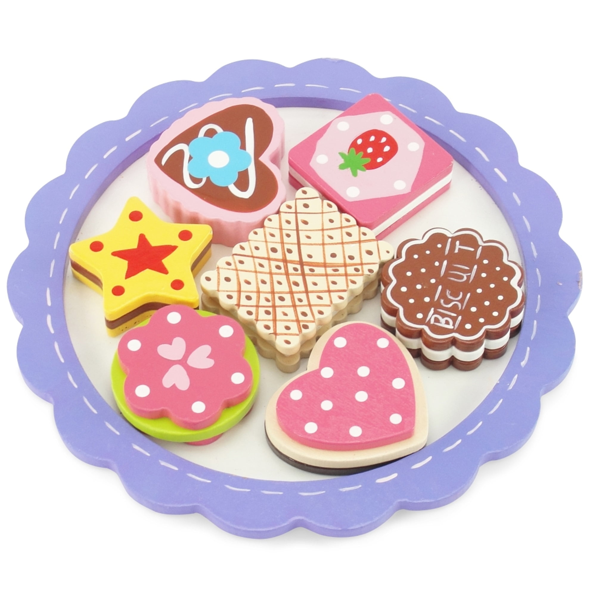 18inch Doll Food Accessories 8piece Cookie Tray with Assorted Handpainted Wooden Cookies