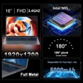 thumbnail image 5 of 16" Windows 11 Pro Laptop Office 2024 Intel Alder Lake N95 16GB RAM 1TB SSD （1920x1200）FHD IPS ScreenFingerPrint Backlit Keyboard Ultra Thin Ultra Thin and Light Business Laptop Computer, 5 of 7