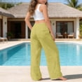 thumbnail image 5 of Lovzfmll Girl's Pants, Linen Drawstring Wide Leg Loose Fit with Pockets, Casual Pants for Little Girls 7-8 Years, 5 of 7