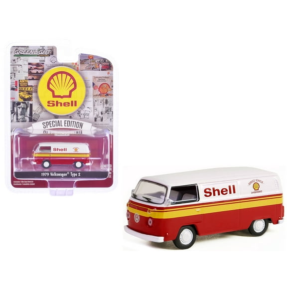 1979 Volkswagen Type 2 Panel Van White and Red with Yellow "Shell Oil" 1/64 Diecast Model Car by Greenlight