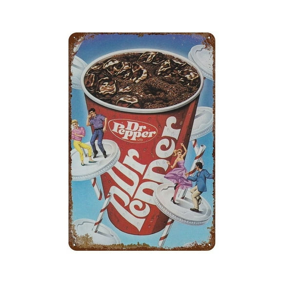 8x12 Inch Dr Pepper Tin Metal Decorative Wall Paintings - Vintage Artwork for Home Decor