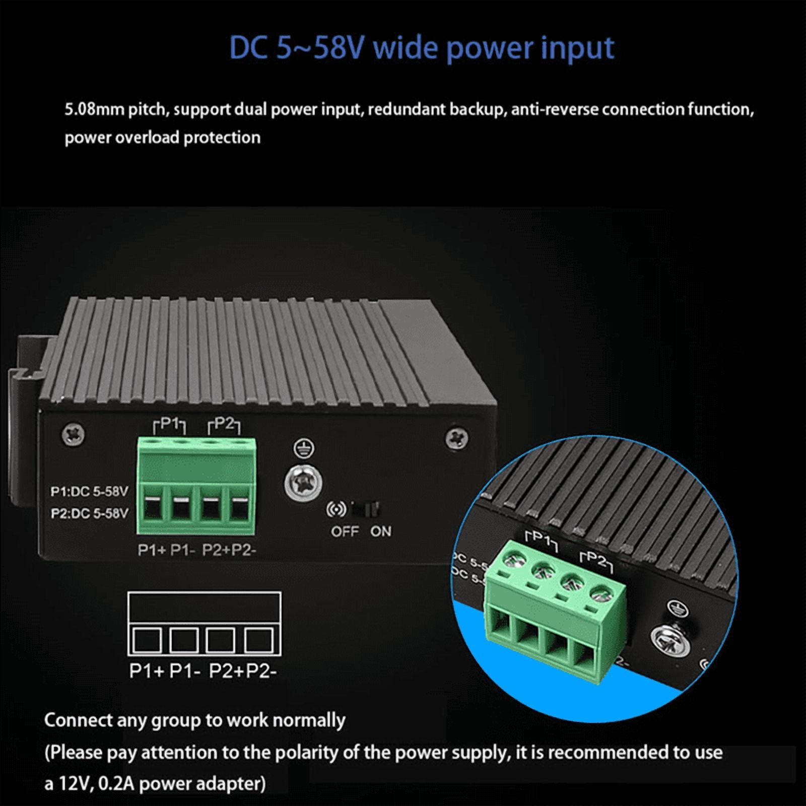 5 Ports 100M Industrial Network Switch RJ45 Hub Internet Splitter RJ45 Switch Plug and Play DIN Rail Type Enhance Switch,1 x Industrial network switch,Black