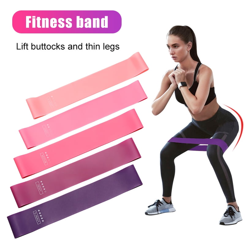 5Pcs Resistance Loop Band Set Gym Yoga Fitness Exercise Workout Training Pilates 