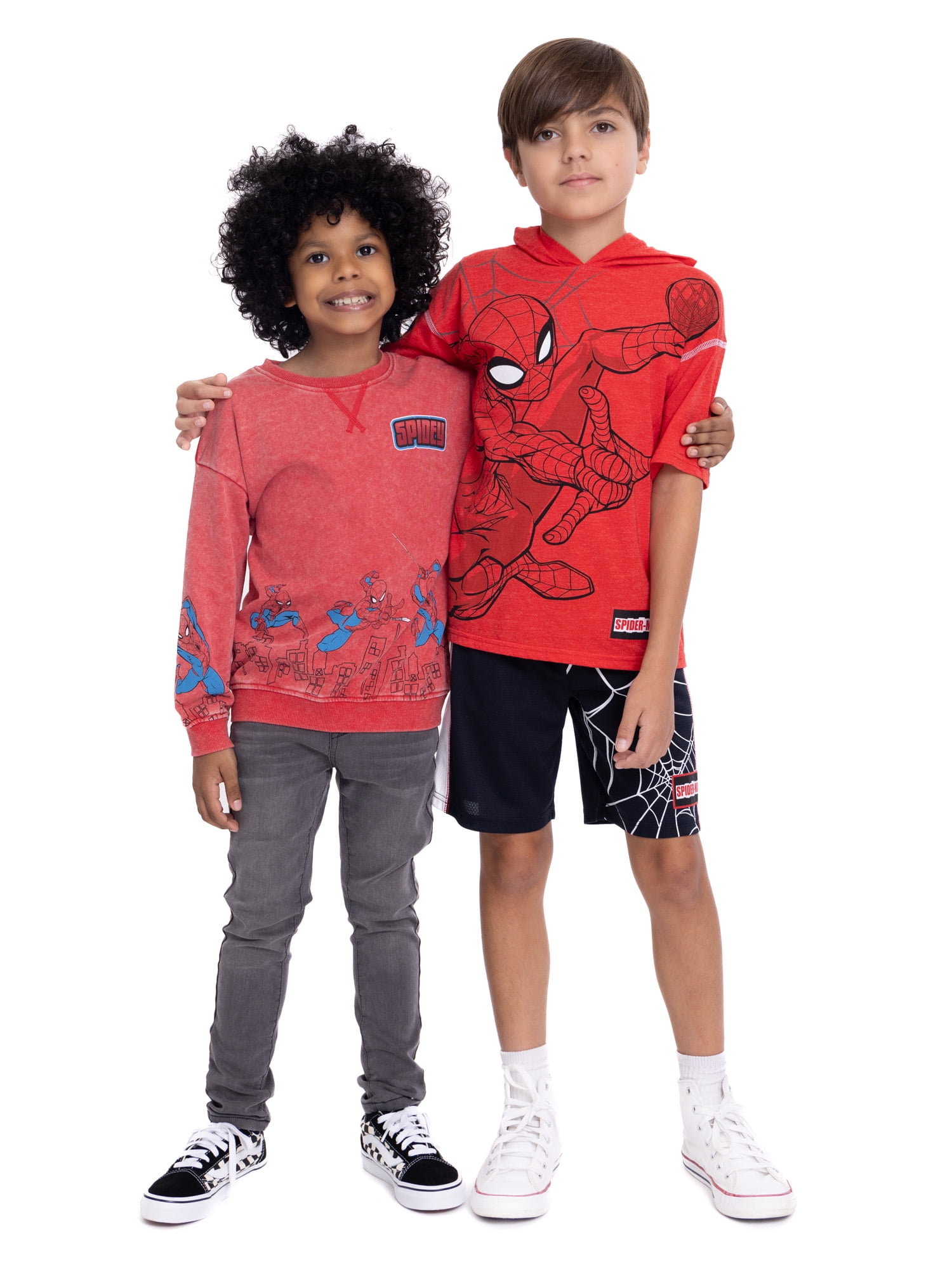 Spider-Man Boys Hooded Cosplay Tee and Shorts, 2 Piece Outfit Set, Sizes 4-10