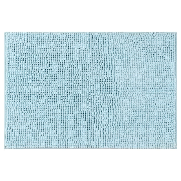 Alfombras de baño REGALWOVEN, suaves y esponjosas, tapetes antideslizantes de microfibra extra gruesos, azules, 16" x 24"