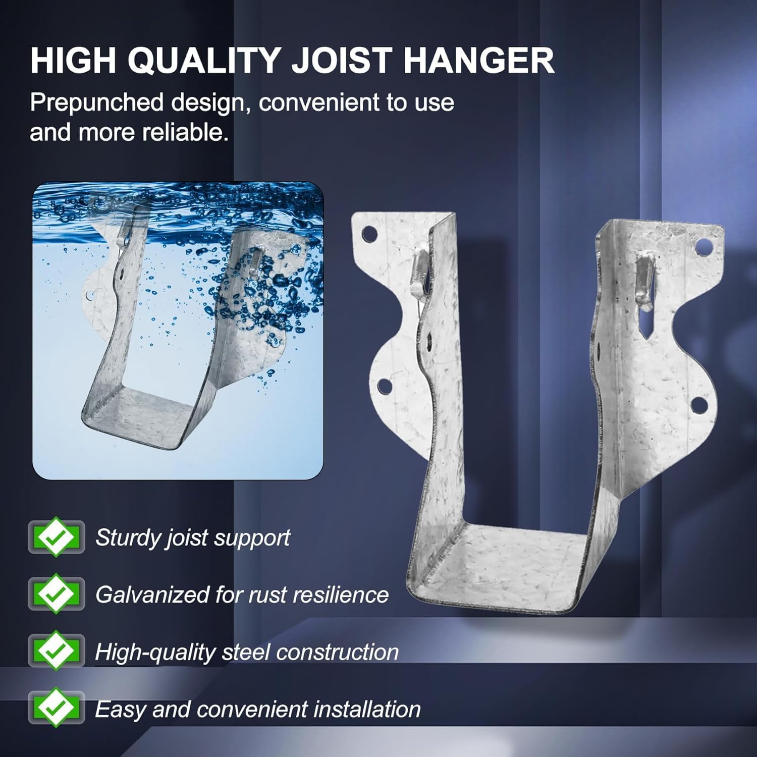 24-gauge galvanized surface hanger for wood, used for deck, floor, beam, frame, ceiling 20-gauge galvanized surface hanger brackets - 10 pieces