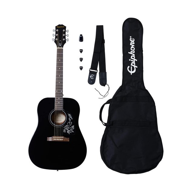 Epiphone Starling - Paquete de reproductor acústico, ébano con bolsa de concierto