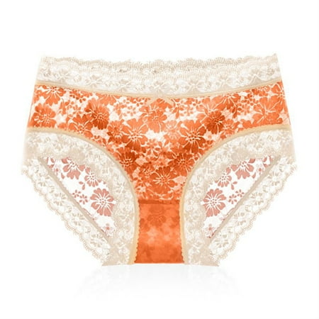 

Underwear Women High Waisted Underwear Panties Seamless Flower Print High-Waist Lace Intimates