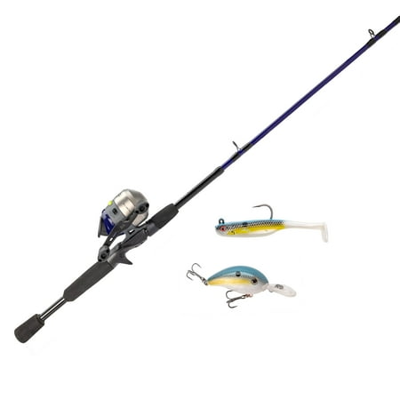 Zebco 33 Custom-Z Spincast Reel and Fishing Rod Combo 6-Foot 6-Inch 2-Piece Telescopic Rod Medium Power Fast Action Size 30 Reel 4.1:1 Gear Ratio 2-Piece Strike King Tackle Kit Silver/Purple