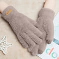 thumbnail image 2 of Women's Cute Furry Touchscreen Gloves, Fleece Lined Winter Gloves Cold Proof Warm Gloves for Women Girls Running Dog Walking - Khaki, 2 of 4