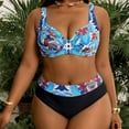 thumbnail image 2 of Tauxra Plus Size Swimsuits for Women Tummy Control 2 Piece Printed Side Tie Swimsuits Split Bathing Suits with Adjustable Straps, Ruched Front Tankini Sets for Curvy Figures, 2 of 7