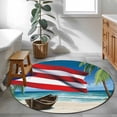 thumbnail image 3 of Puerto Rico Flag Sea Round Area Rug 4Ft Washable Circle Rugs for Bedroom Dining Room, Beach Palm Trees Boat Nautical Non-Slip Carpet Floor Mats Indoor Outdoor Carpet Runner Aesthetic Home Decor, 3 of 8