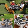 thumbnail image 4 of Abstract Waves Round Tablecloth for 55-60 Inch Tables,Fitted Table Cover with Elastic Edge,Black Grey Modern Geometric Striped Waterproof Outdoor Table Cloth Protector for Patio Garden Dinner Picnic, 4 of 9