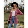 thumbnail image 2 of Chiclily Women's Fall Cardigan Lightweight Soft Knit Cardigan Burgundy Large Long Sleeve Open Front Coat with Pockets, 2 of 7