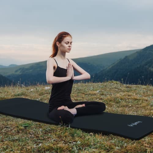 HemingWeigh 1 inch Thick Yoga Mat, Extra Thick, Non Slip Exercise Mat for  Indoor and Outdoor Use, Black
