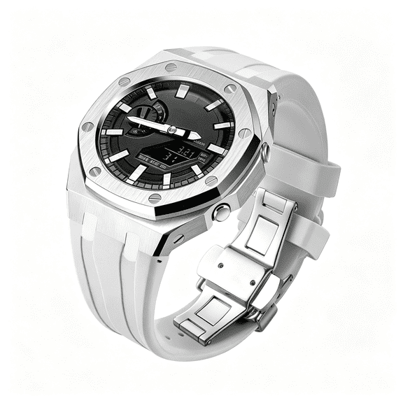 DESIGNICE Custom Watch Mod Case Band Parts,Stainless Steel Cover 316L Metal Bezel Silicone Watch Strap Kit Compatible with Casioak G Shock Ga-2100 Ga-2110 Gab-2100