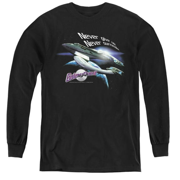 Galaxy Quest Never Surrender Youth Long Sleeve T-Shirt Tee Black