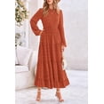 thumbnail image 5 of Women's Fall Elegant Long Sleeve Maxi Dress Swiss Dot A Line Flowy Casual Holiday Party Going Out Dresses, 5 of 16