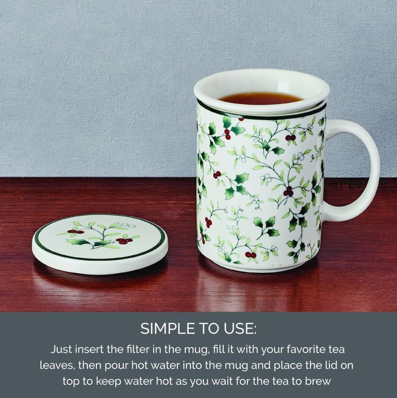 Pfaltzgraff Winterberry 16 oz Mug with Lid and Infuser