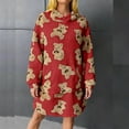 thumbnail image 6 of Women's Fleece Hooded Nightgown Cute Long Sleeve Flannel Sleepdress Fuzzy Sleepwear Pajama Loungewear with Pockets, 6 of 6