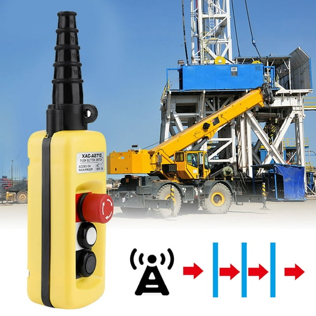 Interruptor De Botón De Grúa, AC250V 5A AC500V 2A IP54 Control De Polipasto De Grúa De Una Sola Velocidad 2 Botones Normalmente Abiertos Para Almacenes